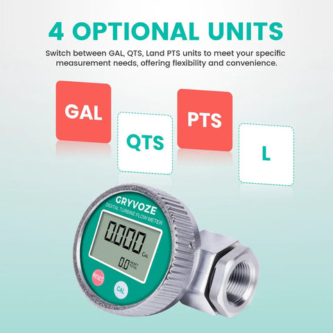 Built To Last Heavy Duty Waterproof One Inch Digital Water And Fuel Flow Meter With Three Quarter Inch Adapters NPT Thread