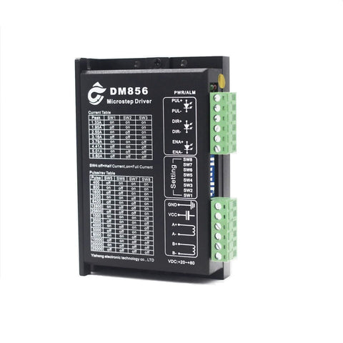 DM856 two-phase DSP microstep driver module with dual green terminal blocks, DC20-80V, 5.6A