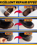 Before and after images showing Heavy Duty Shoe Glue For Sole Repair And Reattachment On Sneakers Boots Heels Waterproof All Purpose Instant Cyanoacrylate Adhesive For Leather And Rubber Bottom Soles Handbags Flexible Quick Dry results on footwear.