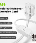 6 Ft Indoor Extension Cord With 3 Outlets Polarized 2 Prong Plug 2 Pack White Built For Home Office Lamps Fans Holiday Lights And Everyday Power Needs