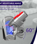Mini Motorized Vacuum Brush Head For Dyson V7 V8 V10 V11 V15 Cordless Cleaners showing 60° adjustable angle feature