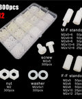 Two Sets M2 M3 M4 Nylon Hex Spacer Column Standoff Screw Nut Washer Go To Kit For PCBs And Motherboards White And Black 1300Pcs Pack, M2 standoffs