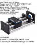 Beefy 50mm Wide Linear Guide Slide Table With SFU1204 Ball Screw, 200mm Travel, 57mm Opening, 2.2Nm Torque, 1605 1610 Leads, Nema 23 Stepper Compatible, Perfect For CNC Router And Milling Motion, 50x80mm slide table