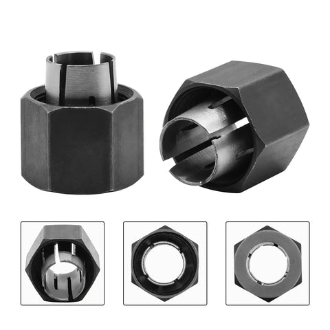 Two Pack 1/4 Inch And 1/2 Inch Router Collet Set with steel precision fit for models 1613, 1613EVS, 1617, 1617EVS, 1618, 1618EVS