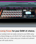Studio Bridge 24 Channel Multi Track Recorder And USB Audio Interface with MIDI for home studio recording setup close-up.