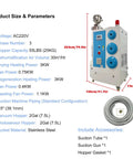 Heavy Duty All In One Plastic Granule Dehumidifier Dryer With 55 Lbs Capacity, Hot Air Drying System, 220V, product dimensions and features