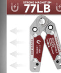 YesWelder adjustable-angle welding magnet, front view; gray/red, 77 lb holding power.