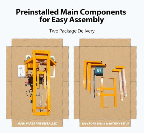 Heavy Duty Electric Pallet Stacker With 660 Lbs Capacity Lift Height 47 Inches Smart Remote Control adjustable forks parts for assembly.