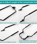 Go To Adjustable Lamp Shade Harp Holder Kit For 7 To 10 Inch Lampshades steps to adjust length with black frame and screws.