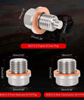 Top Tier 5-Piece Stainless Steel Magnetic Oil Drain Plug Kit For Polaris RZR Ranger General Sportsman Heavy Duty Gearcase Engine Fill Set Replaces 7052306 2203738 2203739 3234756 3234755 With Washers M12x1.5 plug with washers