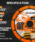 USKWIN 4-1/2 in carbide cut-off wheel for wood/plastic, orange segmented disc, 2-pack