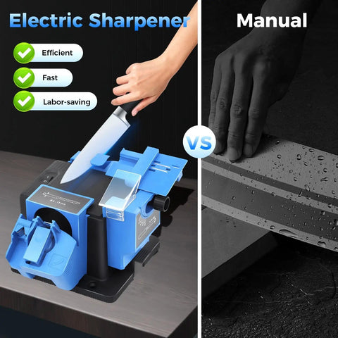 Electric Drill Bit Sharpener 110V Multifunction Grinding Tool for Knives Scissors Chisels with Adjustable Angle vs Manual