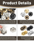 32 Sets 1 Inch Brass Sew On Snap Buttons Heavy Duty Metal Snap Fasteners For Fabric Coats Jackets Bags Purses Diy Leather Crafts Mixed Color Gold Silver Black Bronze Eight Sets Each