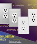 10 Pack Duplex Wall Outlet 15 Amp Electrical Receptacle White Durable Polycarbonate Thermoplastic Body With Impact Resistant Cover Great For Homes Apartments Condos And Commercial Settings In Offices Hotels And Restaurants, shown with wall plates
