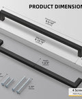 Dimensions of Black Square Bar Cabinet Pulls Set of 10 Stainless Steel Modern Kitchen and Bath Drawer Handles 8 4/5 in 224 mm
