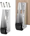 Bulletproof 8 Pack Vertical Track Rollers For Barn And Sliding Doors 110 Lb Capacity Anti Sway with mounting screws displayed on wood.