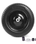Flat Free Wheelbarrow Tire And Wheel Set, 14.5 Inch Solid Wheel With 3 Inch Hub, Universal Replacement For wheelbarrows, front view.