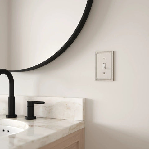 Beaded Single Toggle Wall Plate 1 Gang ETL Certified GFI Outlet Decorative Switch Cover In Modern Brushed Nickel Finish