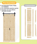 Bi-Fold Barn Door For Closets With Header Board And Hardware Kit, 50 By 84 Inches, Unfinished Spruce Wood Panel Pre-Assembled