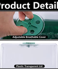 Hand adjusting cover of 4 Pack Monotub Mushroom Growing Kit For Home Cultivation with 6.5 by 5 by 6.5 inch boxes, clear plastic lid.