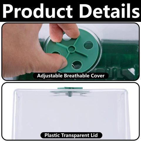 Hand adjusting cover of 4 Pack Monotub Mushroom Growing Kit For Home Cultivation with 6.5 by 5 by 6.5 inch boxes, clear plastic lid.