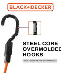 36 Inch Flat Bungee Straps 2 Pack With Coated Steel Hooks And Easy Grip Pad detail showing steel core overmolded hook