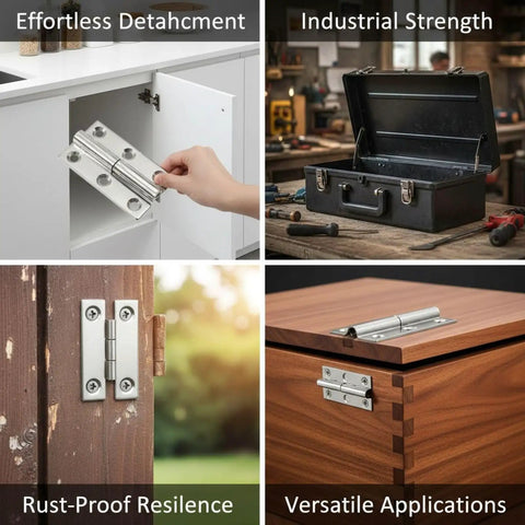 Stainless Steel Lift Off Hinges Set, 2.5 Inch Removable Cabinet Door Hardware, 304 Grade on cabinets, toolboxes, and wood doors.