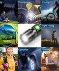 Collage showing Dope 3 In 1 UV Black Light Flashlight With Magnetic Base used in various activities like fishing, cycling, and camping.