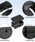 IP54 Splash Proof Outdoor Electrical Box Cover For Power Strips And Holiday Lights, Weatherproof Extension Cord Box With Gaskets And Cable Clamps, Keeps Plugs, Timers And Sockets Safe In Cold Weather, Black, Large