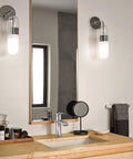 Bathroom with Genta LX Modern Towel Bar 6.8 Inch Chrome For Kitchen Or Bath, Sleek Wall Mount Towel Holder, visible next to sink