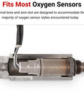 Three Eighths Inch Drive Deep Seven Eighths Inch Six Point Oxygen Sensor Socket showing wire slot and oxygen sensor fit