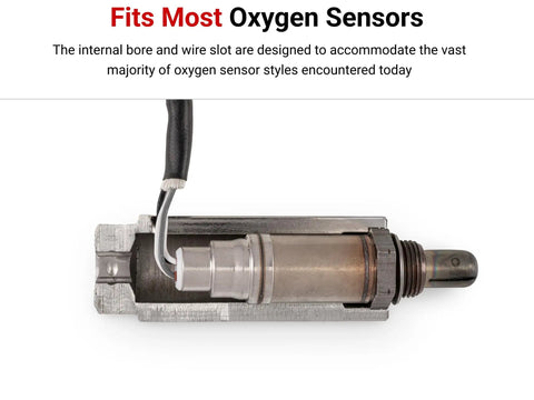 Three Eighths Inch Drive Deep Seven Eighths Inch Six Point Oxygen Sensor Socket showing wire slot and oxygen sensor fit
