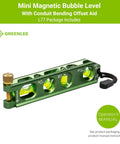 Mini Magnetic Bubble Level With Conduit Bending Offset Aid Four Large Vials for accurate offsets, strong magnets, and screw attachment.