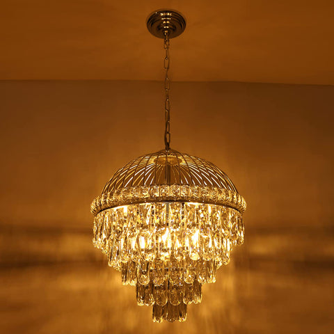 Nine Light Crystal Chandelier With K9 Crystals, Chrome Finish, Modern Luxe Vibe For Dining Room or Living Room, 18 Inch Diameter