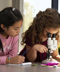 Portable Binocular Stereo Microscope With LED Illumination And 10x Widefield Eyepieces Built For Hands On Learning At Home Or In The Classroom, girls examining specimens
