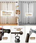 Comparison of curtain rod strength with focus on 7/8 inch diameter heavy duty adjustable curtain rod set stretching from 32 to 144 inches, showing weight support of 22 lbs and thickness measurement.