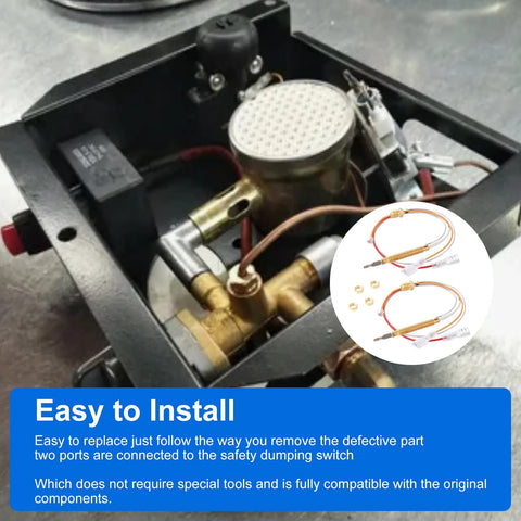 Outdoor patio heater thermocouple sensor, 16.2 in, with M8×1 end connectors and M6×0.75 threads; brass fittings and wiring