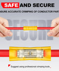 Airic UL-listed butt splice connector kit, yellow insulated for 22–10 AWG wires; close-up on red wire