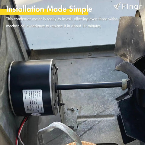 Installed RV Air Conditioner Fan Motor With Capacitor Replacement One Third Horsepower 115 Volt 1675 RPM Two Speed 60Hz