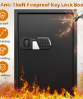 Fireproof 144 Key Safe Cabinet With Wall Mount Anti Theft Key Box With Combination Lock Adjustable Hook Plates And Tags Built Tough Steel Organizer for Home Office and Garage Storage Solution, frontal view