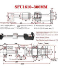 SFU1610 300mm Ball Screw With Ultra Low Backlash For CNC Machines, Smooth Rolling Friction, High Precision Linear Motion, Durable Bearing Steel Lead Screw For Milling, Routing, And 3D Printers with mounting dimensions