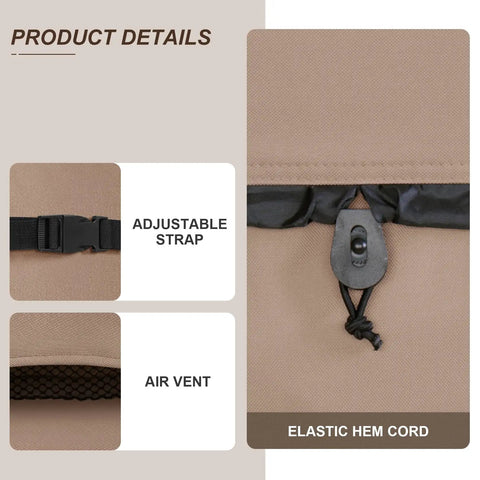 Waterproof 600D Polyester Square Hot Tub Cover with elastic hem cord, adjustable strap, and air vent for strong fit and protection.
