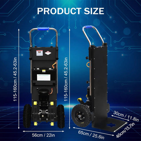 Heavy Duty Electric Stair Climbing Dolly 900 Lbs Capacity size dimensions measurements aluminum frame with 1500W motor