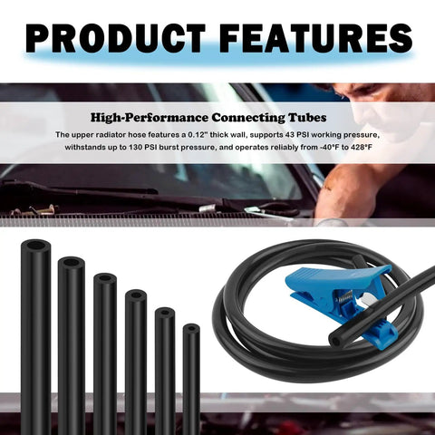 Pro Grade Silicone Vacuum Hose Kit For Auto Repairs With Six Diameters From One Eighth To Three Eighths Inch 64 Nylon Fittings