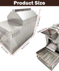 Commercial Gas Coffee Roaster With 110 Lb Drum Capacity For Roasting Beans Nuts Seeds Chestnuts Peanuts Walnuts And More Beefy Heavy Duty Single Phase 220V Drum Roasting Machine featuring stainless steel build and dimensions