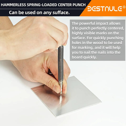 Using hammerless spring-loaded center punch from All-In-One 4 Piece Nail Setter Kit With Dual Head Nail Setter And Center Punch