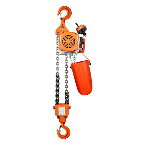 Electric Chain Hoist 1 Ton 2200 Lb With Remote Control, 110V, 20 Ft Lift Height, Single Phase, G80 Chain, H2 Duty For Overhead Cranes And Warehouse Lifting