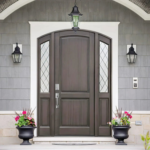 Front door with Keyless Entry Door Lock With Keypad Deadbolt Satin Nickel Finish, 4 to 8 Digit Passcode, lanterns