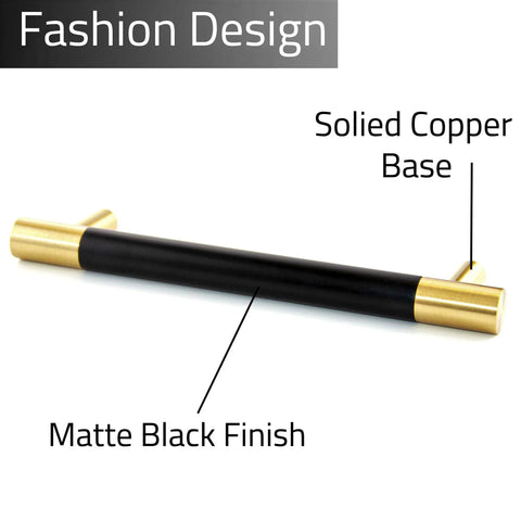 5 Inch Gold Cabinet Pulls With Black Plating Solid Brass Drawer Handles For Kitchen Cupboard Bedroom And Bathroom 128mm Wide Durable Rust Resistant Hardware Upgrade Your Kitchen Style