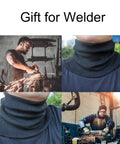 Keep Your Neck Covered With This Heavy Duty Kevlar Welding Neck Gaiter Stops Hot Sparks And Flying Embers During Real Grind Shifts On The Job Site Or In The Shop In Black Large close up with craftsmen working.